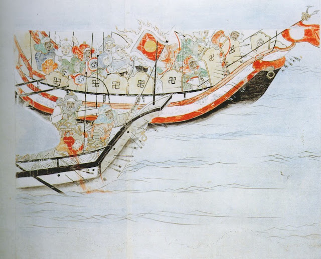 Монгольские корабли. Рисунок Фукуда Тайка, 1846 год (копия рисунка 1293 года)