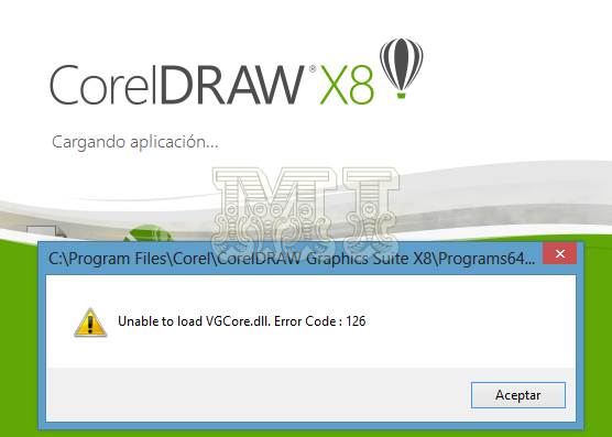 Corel draw unable to load vgcore dll error code 126 corel draw x8 