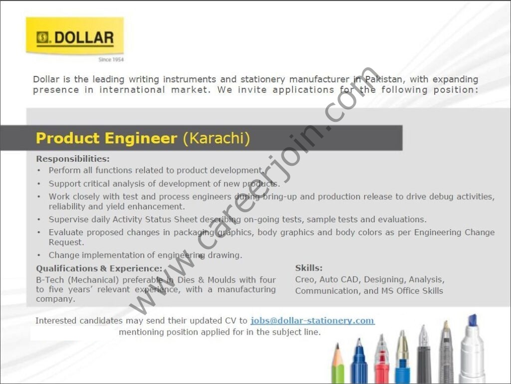 Dollar Industries Pvt Ltd Jobs Project Engineer