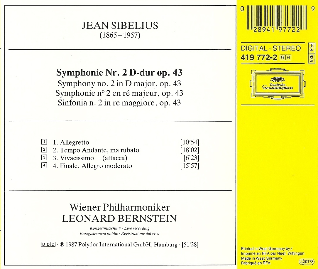 Sentidos Sibelius. Sinfonía nº 2. Bernstein. Orquesta Filarmónica de