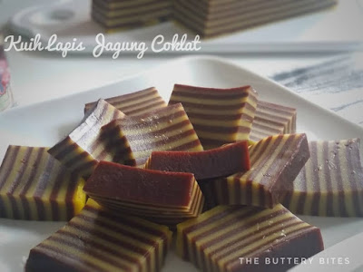 Resepi Kuih Lapis Jagung Coklat - The Buttery Bites