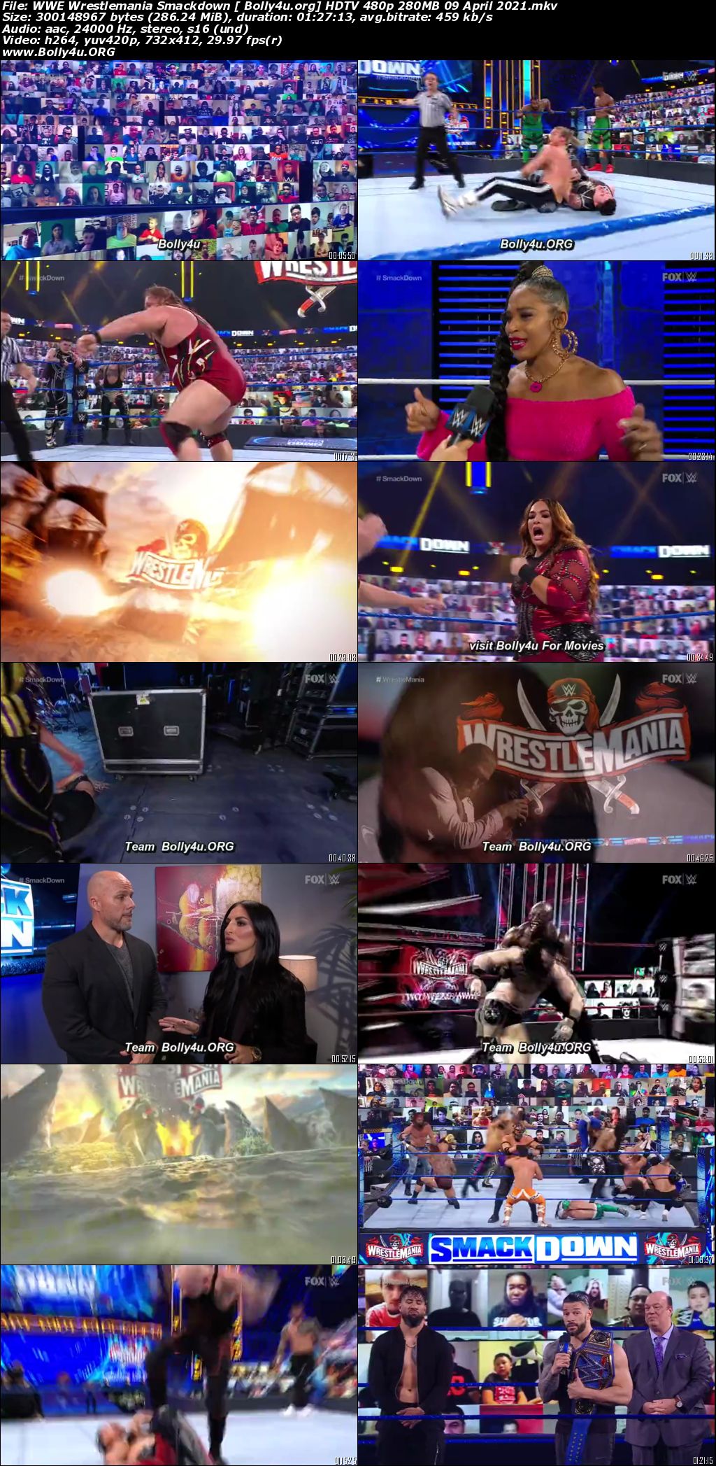 WWE Wrestlemania Smackdown HDTV 480p 280MB 09 April 2021 Download