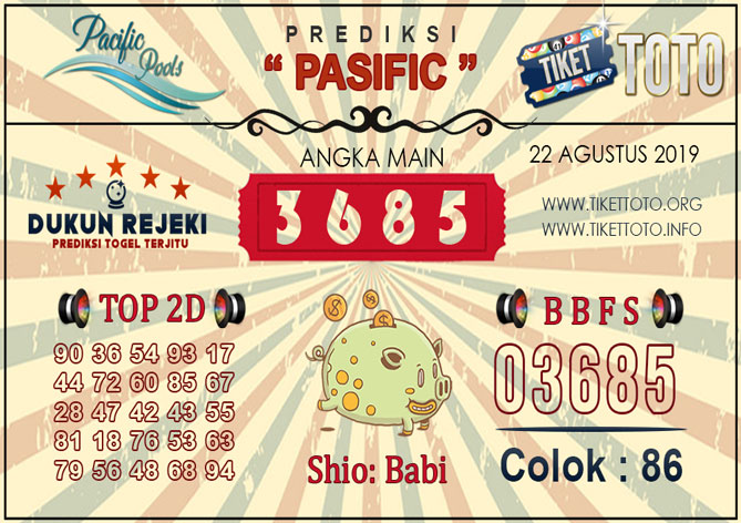 Prediksi Togel PASIFIC TIKETTOTO 22 AGUSTUS 2019
