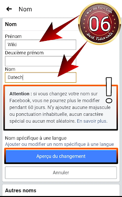 Changer votre nom de profile Facebook depuis un Smartphone