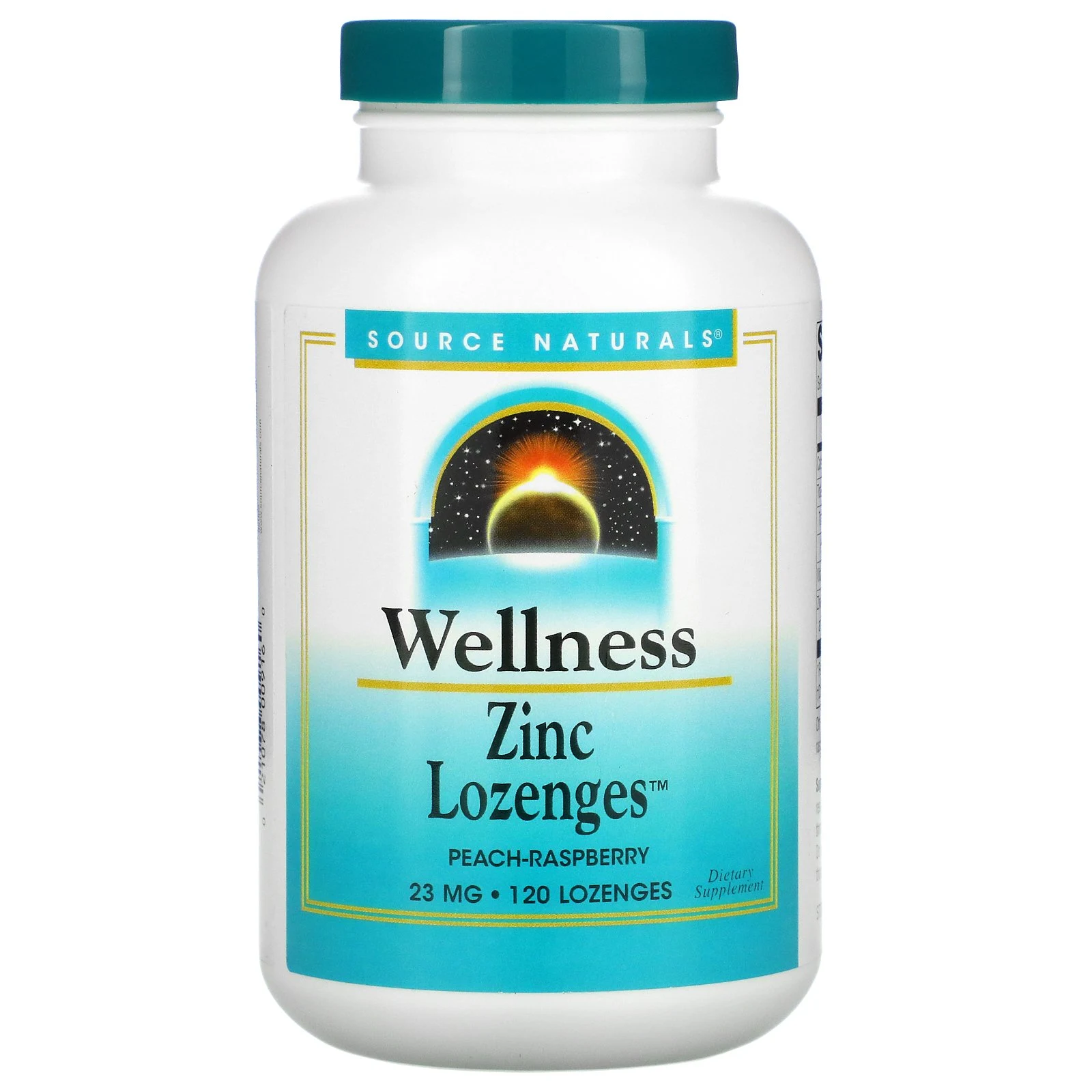 Source Naturals, Wellness, леденцы с цинком, вкус персика и малины, 23 мг, 120 леденцов