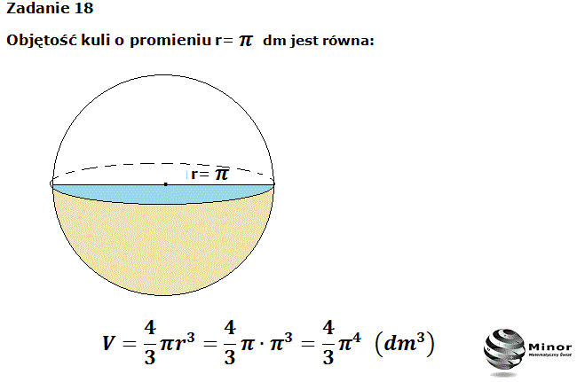   Objętość kuli o promieniu r= π dm jest równa:
