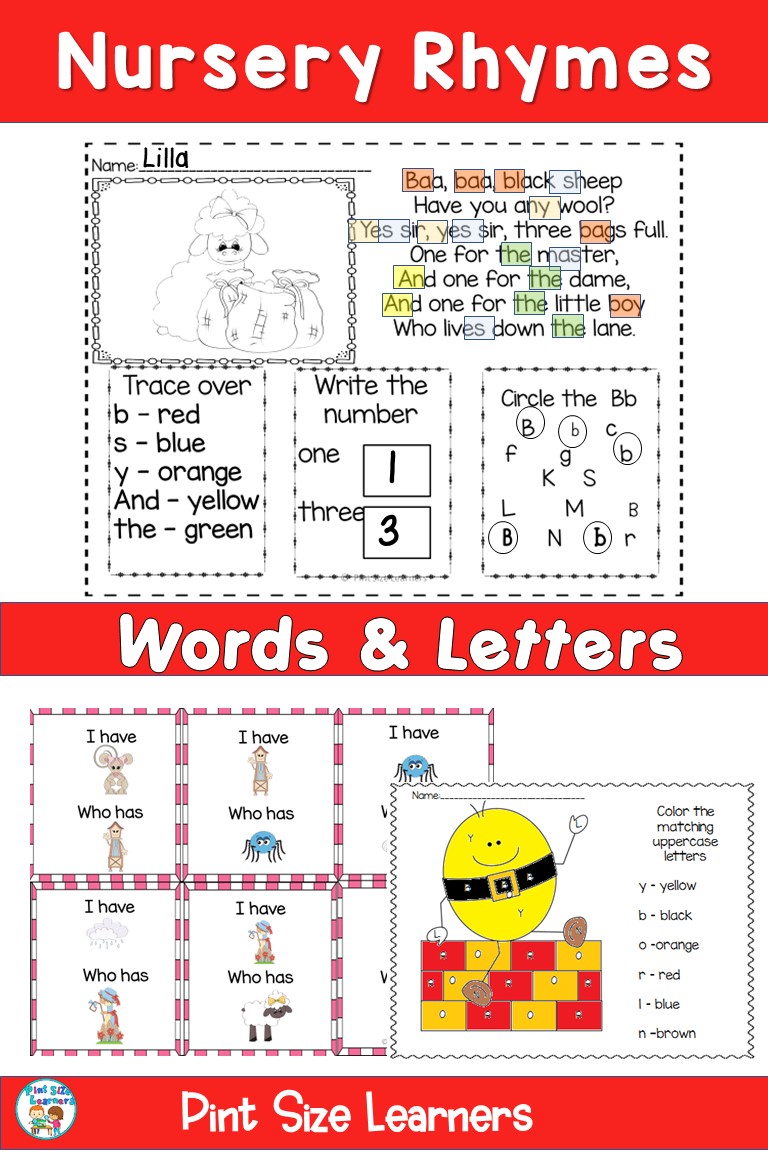 Nursery Rhyme Resources PK K Pint Size Learners