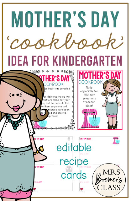 Cute Mothers Day gift- Mother's Day Cookbook with Recipes for Kindergarten and First Grade