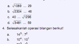 Contoh Soal Akar Kuadrat Sd