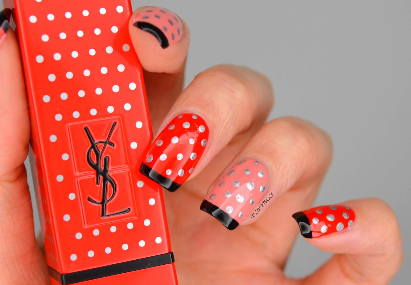 Red and Pink Polka Dot Nail Design - wide 9