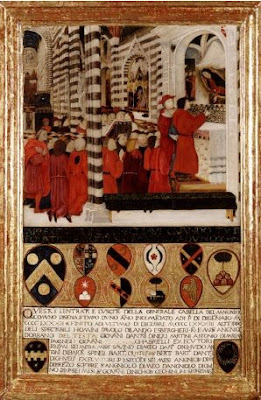 Archivio di Stato di Siena, biccherna n. 41: Offerta delle chiavi dell città alla Vergine