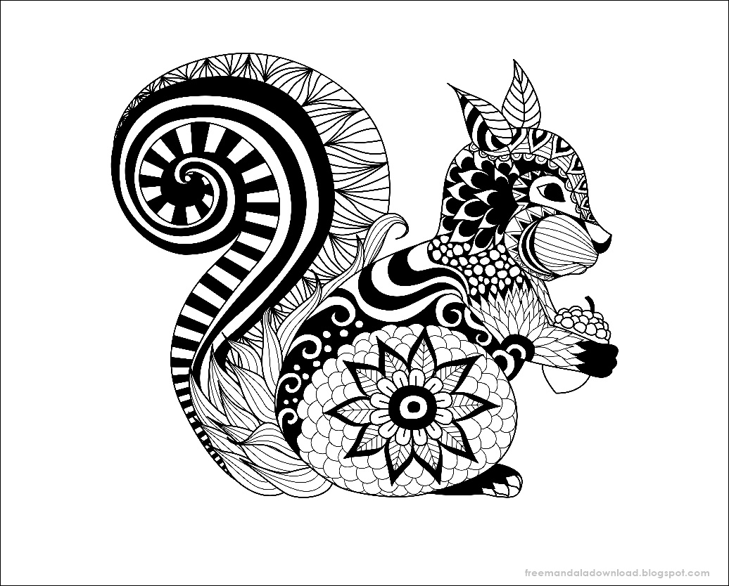 Mandala Malvorlagen Tiere: Eichhörnchen