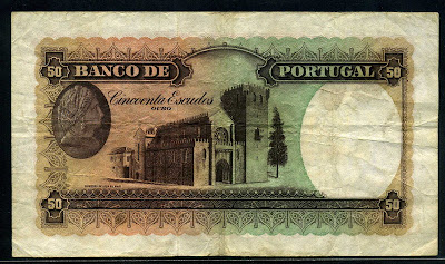 Portuguese bank notes 50 Escudos note Portugal paper money
