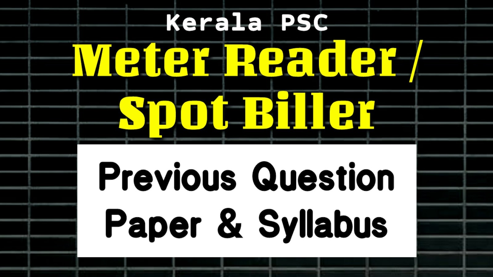 Kerala PSC Meter Reader / Spot Biller Previous Question Paper Kerala