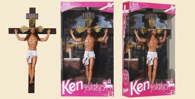 Boneco Ken modificado representado Jesus Cristo bonecas barbie modificadas, bonecas personalizadas, bonecas barbie religiosas, barbie baphomet, boneca barbie baphomet, boneco jesus cristo