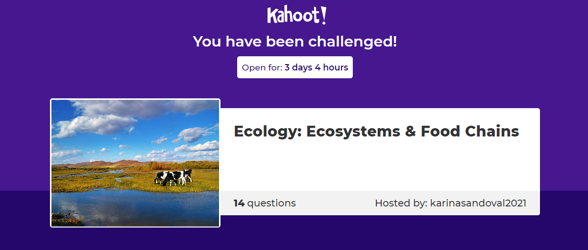 ENGLISH CORNER Food Chain. Kahoot Challenge