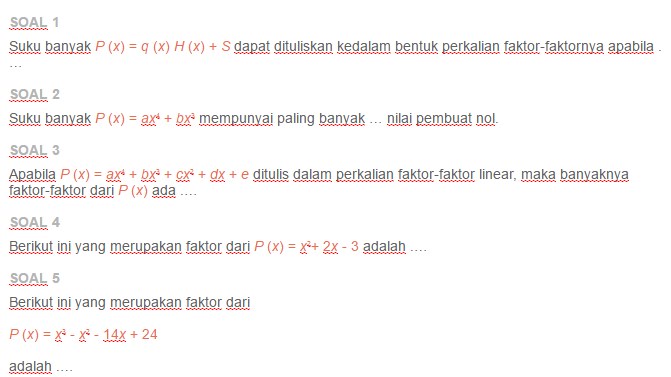 Contoh Soal Teorema Faktor