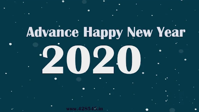 2020 advance happy new year bluegreen with white dot