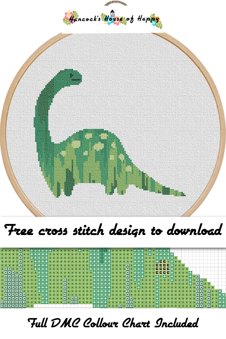 hancock's house of happy Dinotastic! Five Free Dinosaur Cross Stitch Patterns to Download
