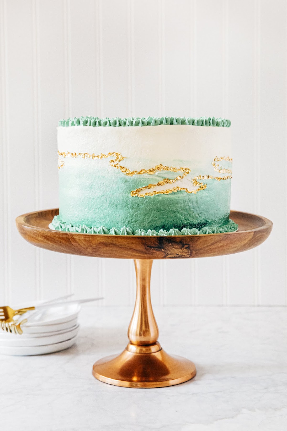 mint chocolate kintsugi cake