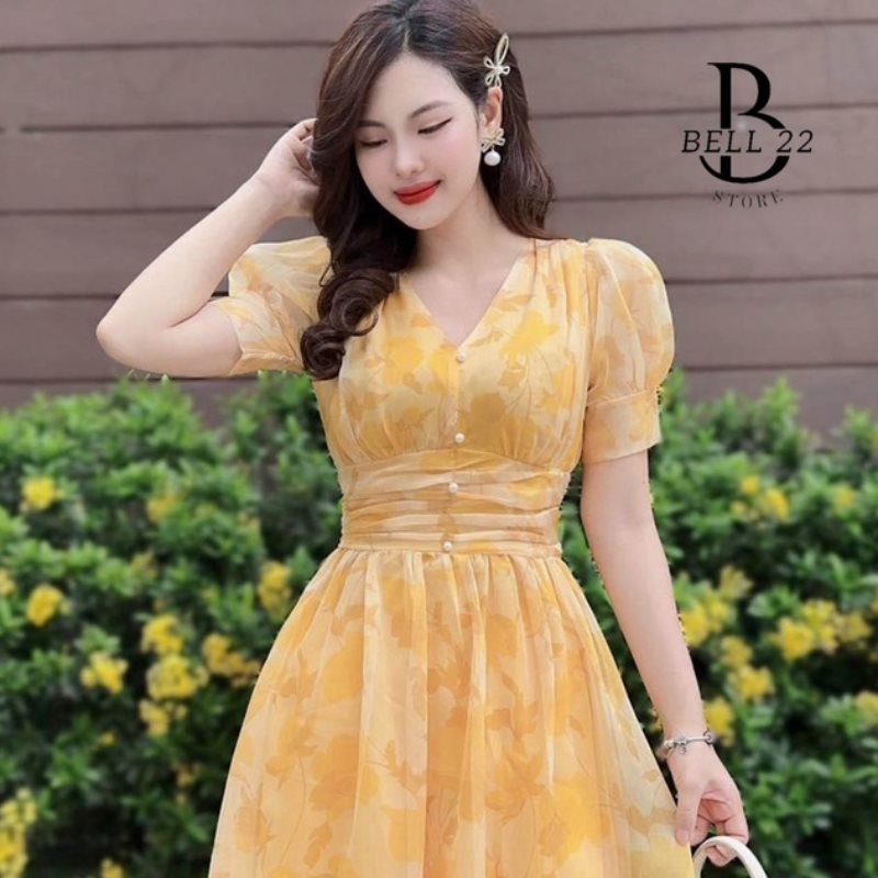 ĐẦM VOAN TAY PHỒNG( CÓ MÚT) ĐÍNH CƯỜM EO MÀU VÀNG B917 5 sm 2023 07 18 15 39 52 0700 eIasYKCTOs