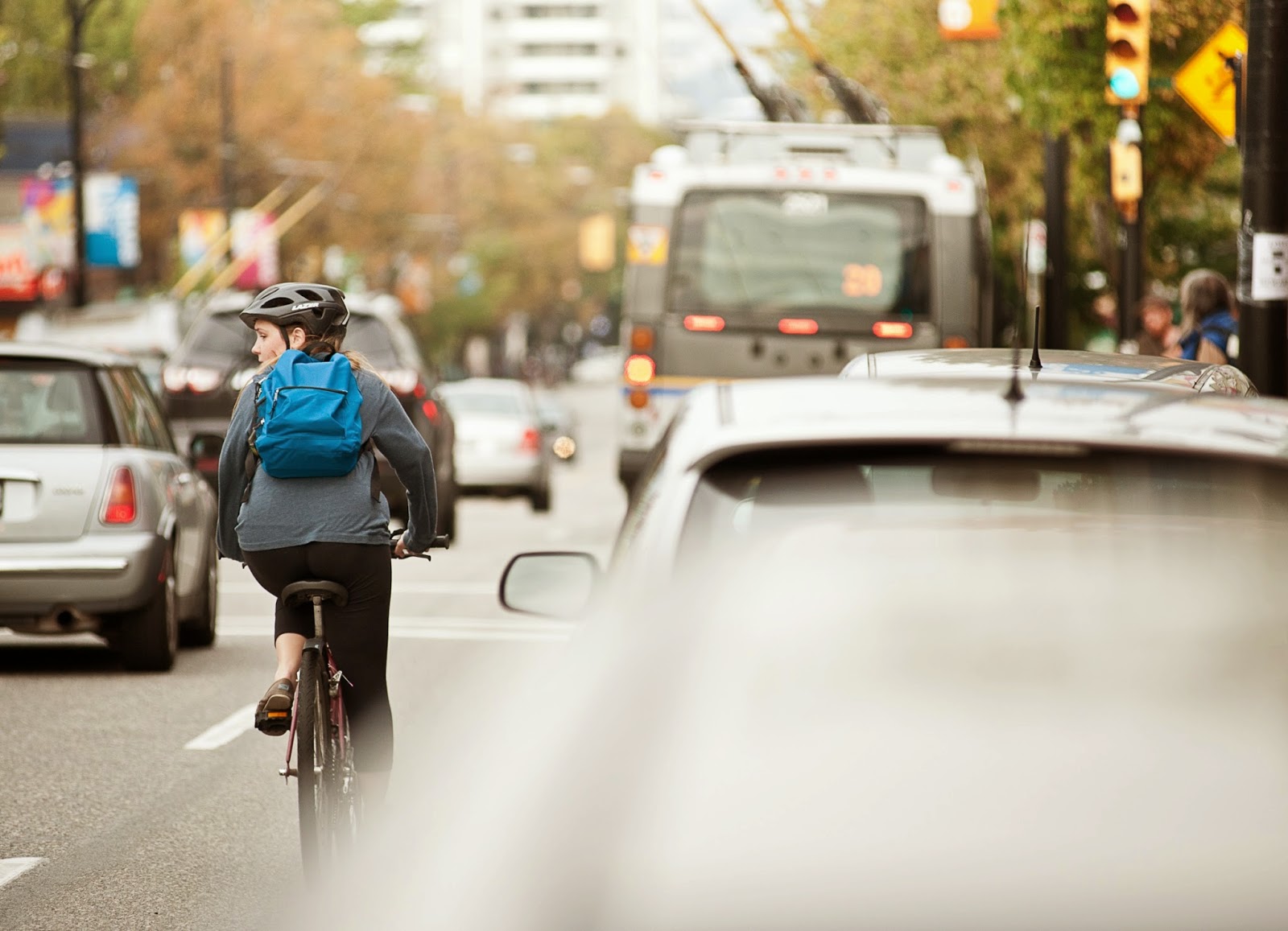 riding bike against traffic