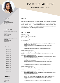 Simple Professional Dynamic Header with Left Sidebar One Page Resume