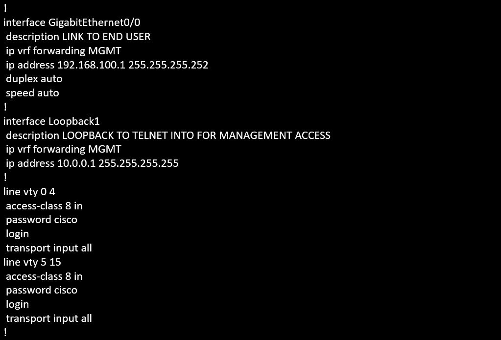 Configure Access to Device with VRF's in MPLS network The