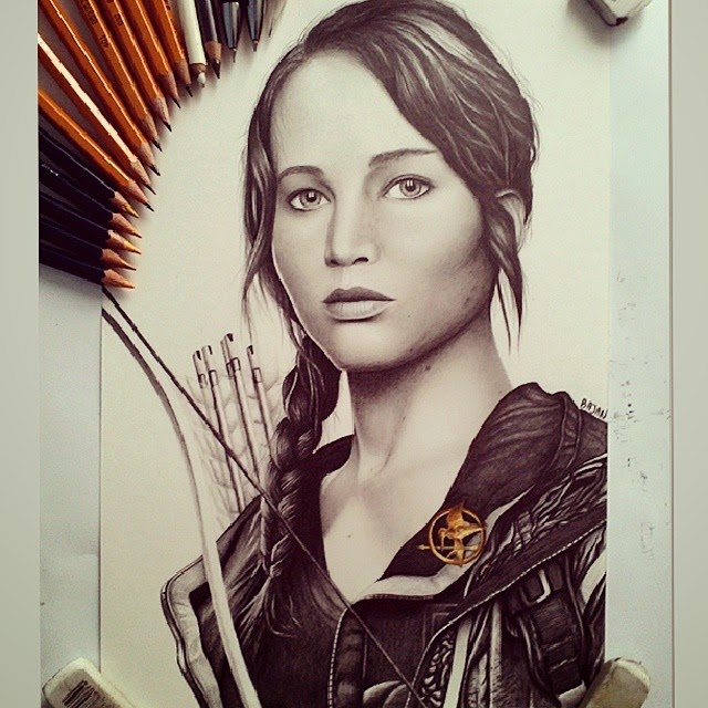 03-Jennifer-Lawrence-The-Hunger-Games-Łukasz-Andrzejczak-Colored-Pencil-WIP-Drawings-www-designstack-co