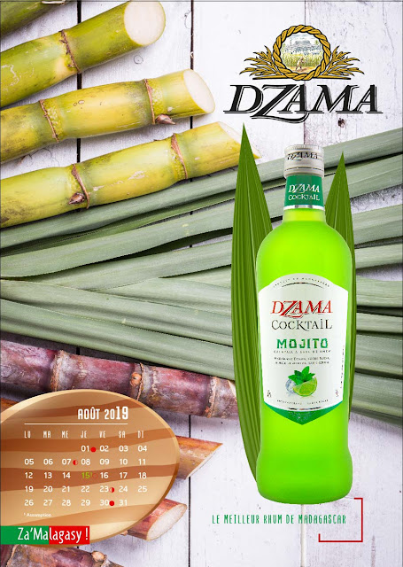 Calendrier mural 2019 août, Dzama Cocktail mojito