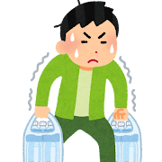 重い水を運ぶ人のイラスト（男性）