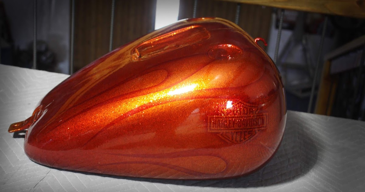 Online Motorcycle Paint Shop: Metal Flake candy orange with ghost flames