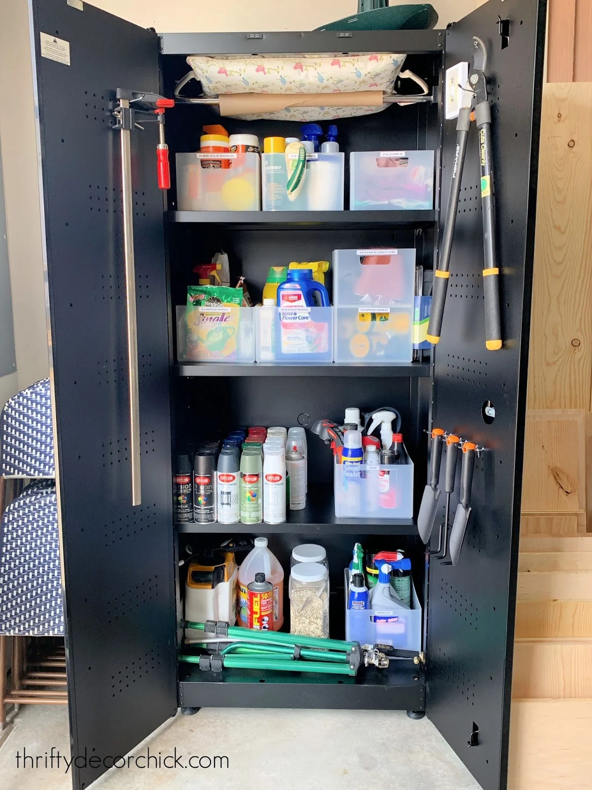 DIY Garage Pegboard Organizer For Brooms And Cleaning Supplies