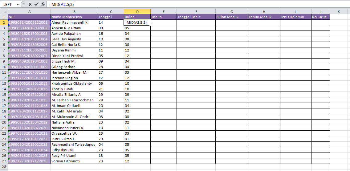 Fungsi Mid Left Right Dan If Pada Ms Excel
