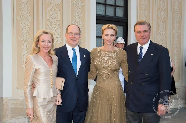 Prince Albert and Princess Charlene of Monaco held a reception for actors at the Prince's Palace