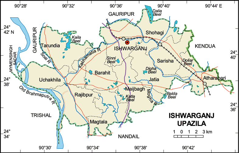 Ishwarganj Upazila Map Mymensingh District Bangladesh
