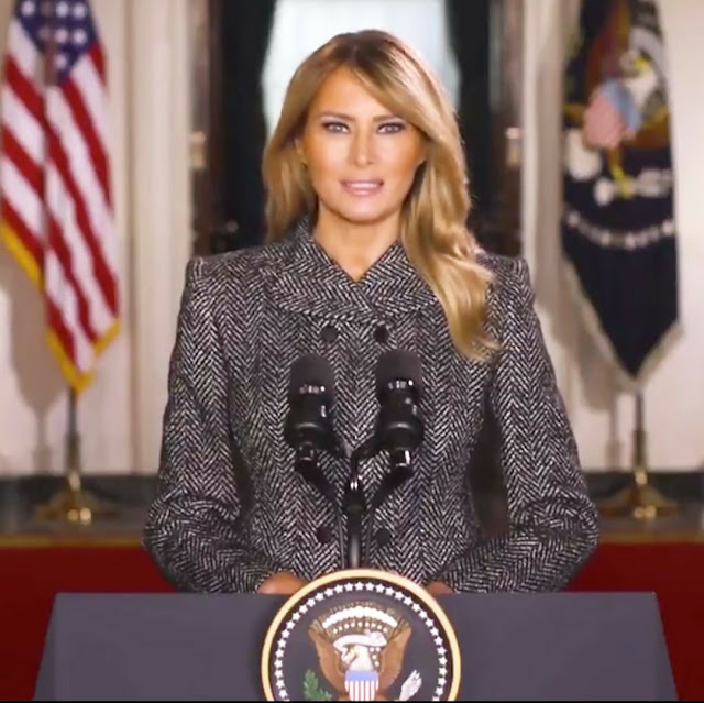 Melanie Trump gives the nation a Farewell speech as her time as US First lasy has come to an end (Watch video)