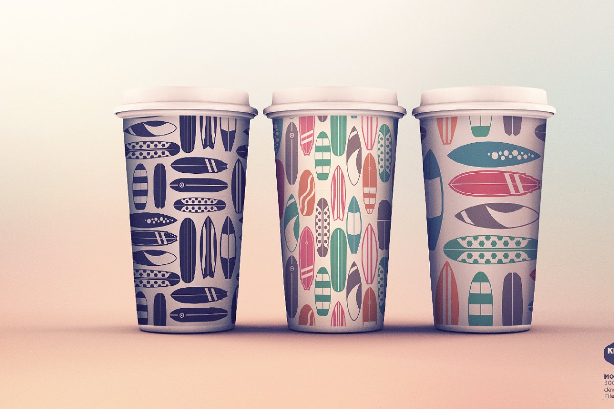 Retro Surfboard Pattern Set (EPS, JPG, AI)