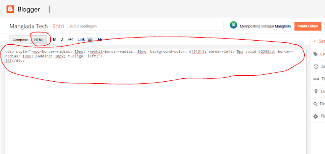 Kotak Script Di Dalam Postingan blogger