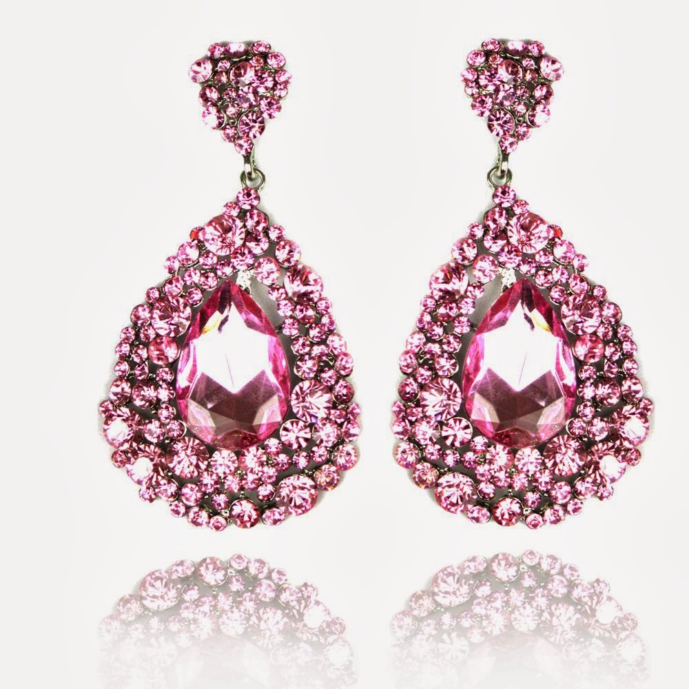 BEAUTY AND FASHION PINK DIAMOND EARRINGS