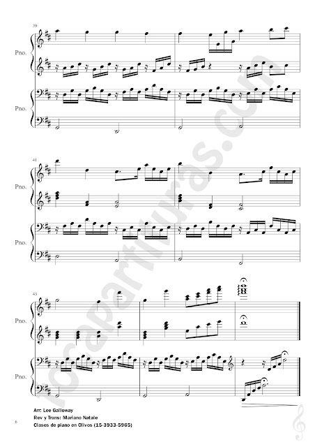 6 Canon en Re Partitura para Piano a 4 Manos Larghetto (partituras para profesor y alumno a dúo) Sheet Music for Pianists Cannon in D by Pachelbel (Teacher & Students Music scores)