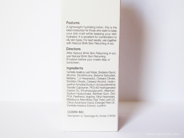 Sakuranko: COSRX Natural BHA Skin Returning Emulsion Review