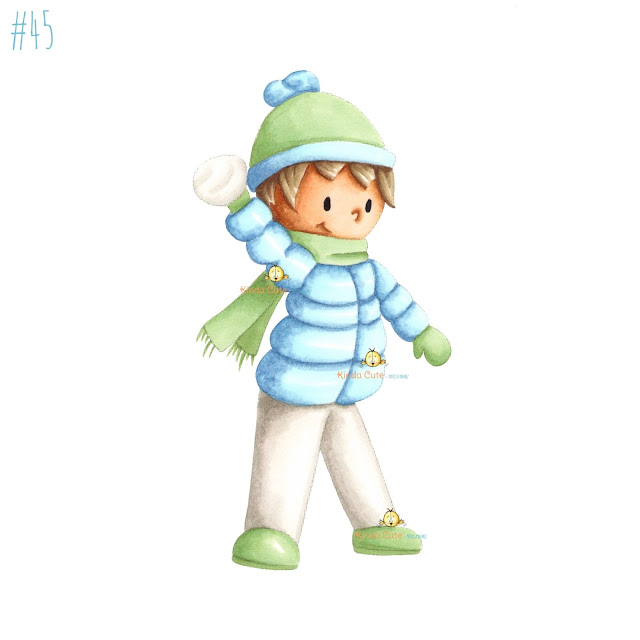 Winter boy digital stamp