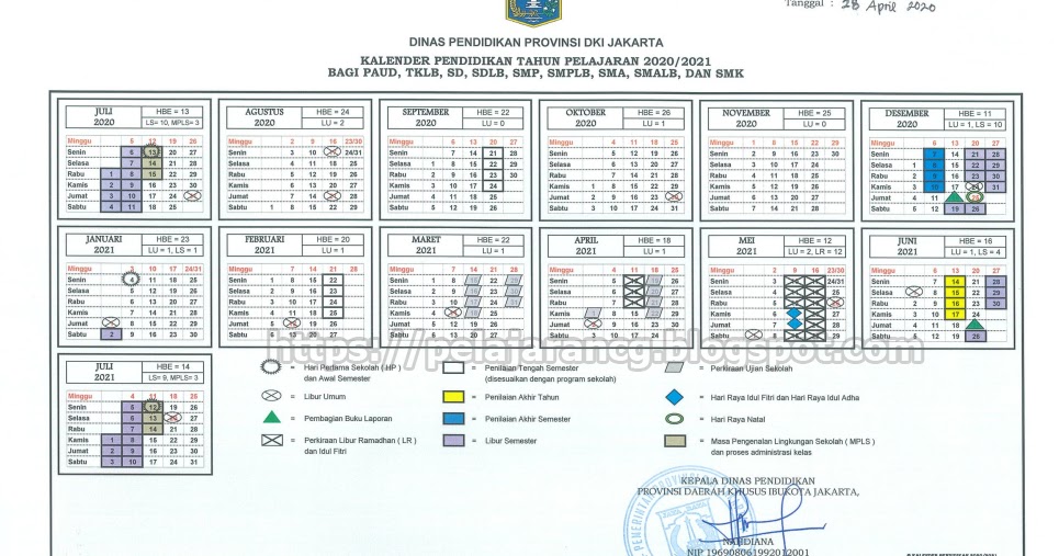 Kalender Pendidikan Tahun Ajaran 2020 2021 Dki Jakarta Kurikulum Pelajaran