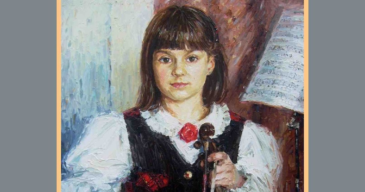 Obrazy szpachlą malowane... Ola ze skrzypcami w 1999 roku