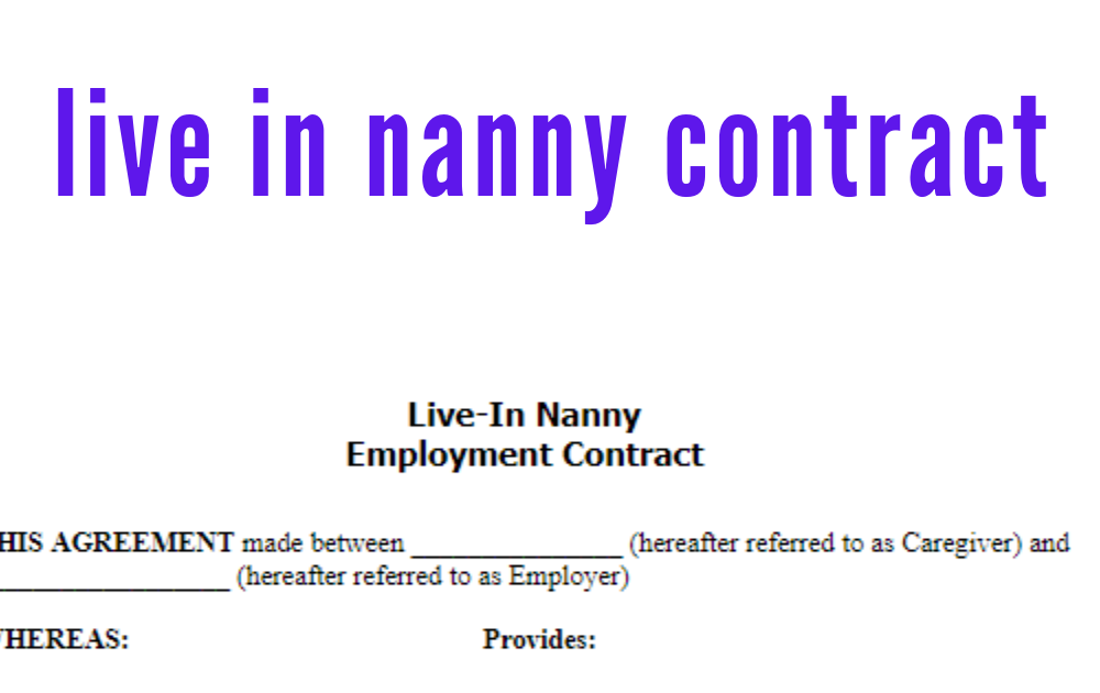 live in nanny contract sample wordN N Sample contracts