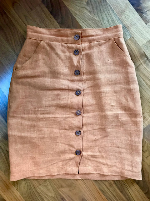 Diary of a Chain Stitcher: Cloth Shop Orange Linen Sew Over It Erin Skirt and The Fabric Store Blush Viscose Satin True Bias Ogden Cami