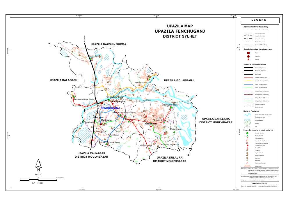 Fenchuganj Upazila Map Sylhet District Bangladesh