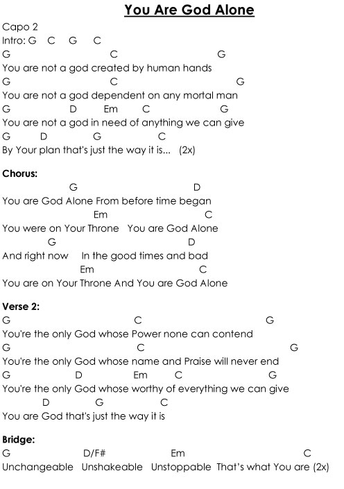 You Are God Alone Lyrics