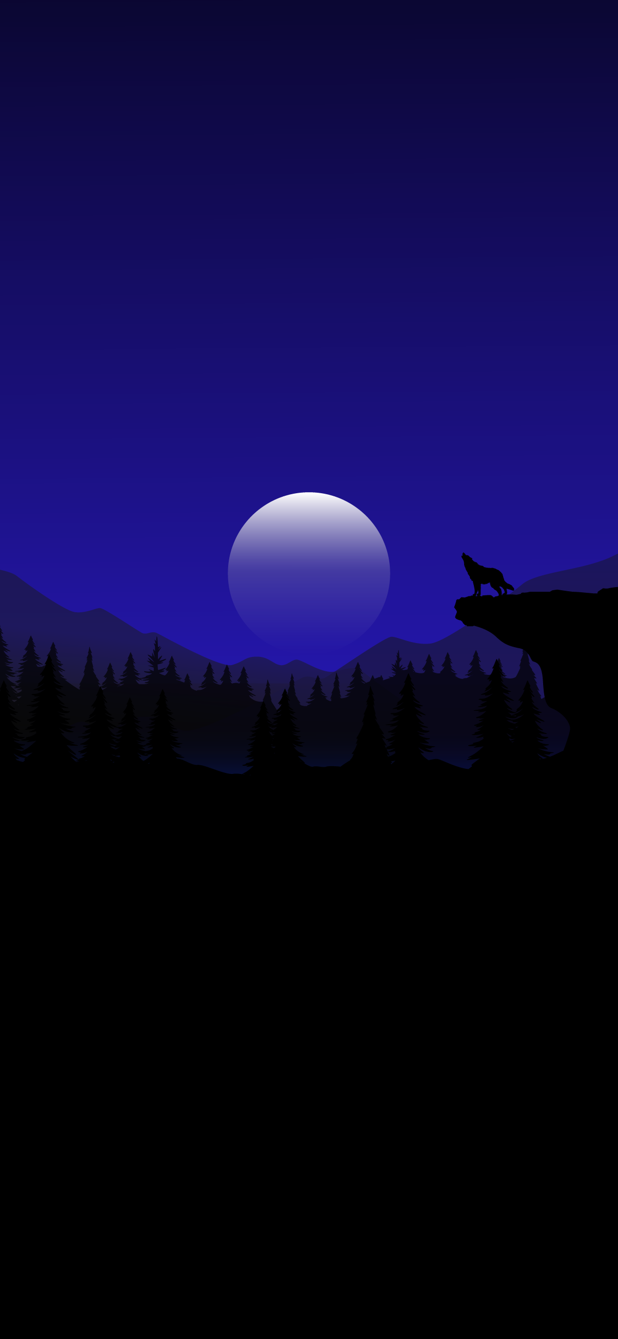 Moon night and wolf howling black amoled iphone wallpaper beautiful in 4k